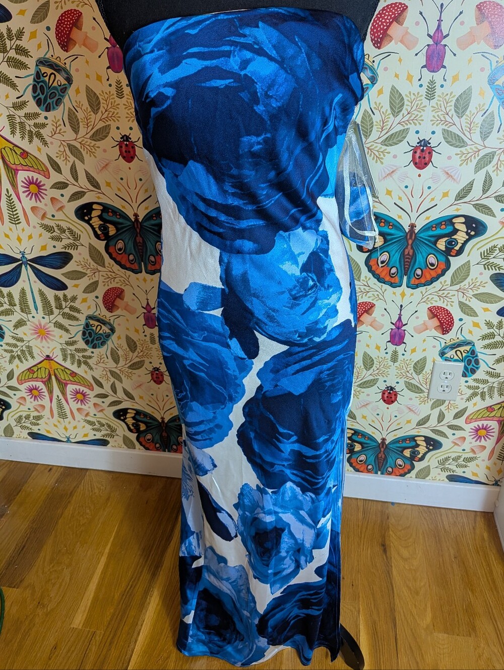 Thirty Thirty Strapless Floral Gown With Neckscarf